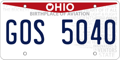OH license plate GOS5040