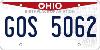 OH license plate GOS5062