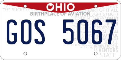 OH license plate GOS5067