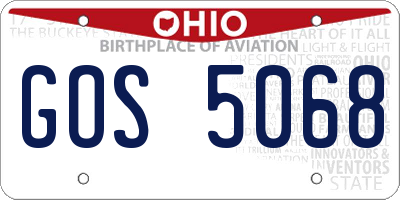 OH license plate GOS5068