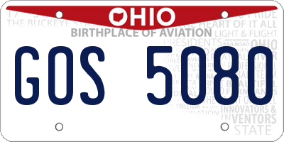 OH license plate GOS5080