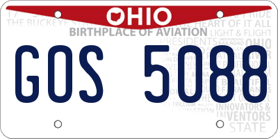 OH license plate GOS5088