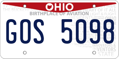 OH license plate GOS5098