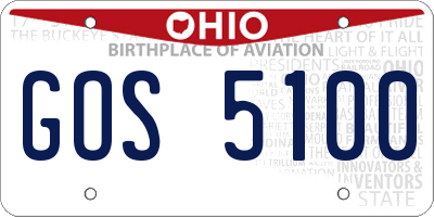 OH license plate GOS5100