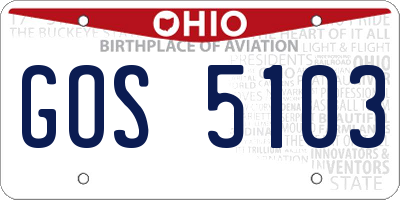 OH license plate GOS5103