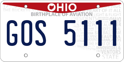OH license plate GOS5111