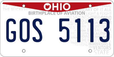 OH license plate GOS5113
