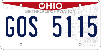 OH license plate GOS5115