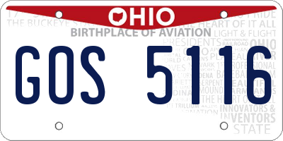 OH license plate GOS5116