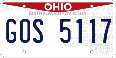 OH license plate GOS5117