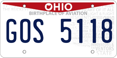 OH license plate GOS5118