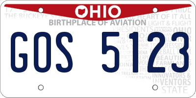 OH license plate GOS5123