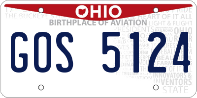 OH license plate GOS5124