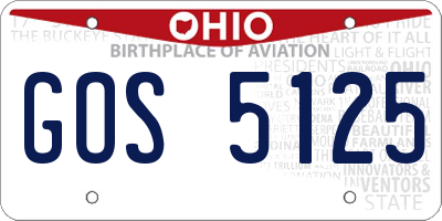 OH license plate GOS5125