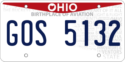 OH license plate GOS5132