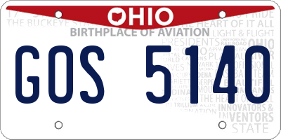 OH license plate GOS5140