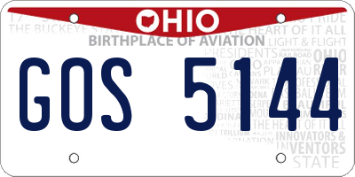 OH license plate GOS5144