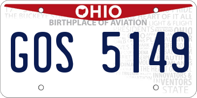 OH license plate GOS5149