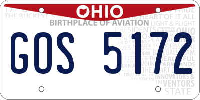 OH license plate GOS5172