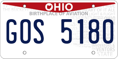 OH license plate GOS5180