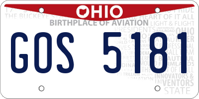 OH license plate GOS5181