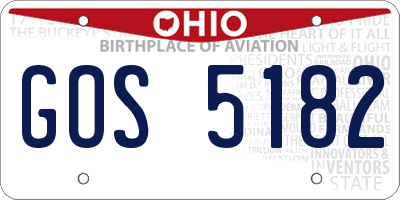 OH license plate GOS5182