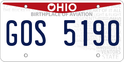 OH license plate GOS5190