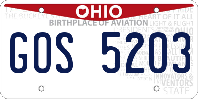 OH license plate GOS5203