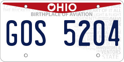 OH license plate GOS5204