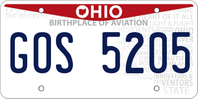 OH license plate GOS5205