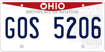 OH license plate GOS5206