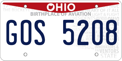 OH license plate GOS5208