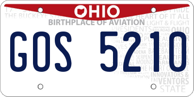 OH license plate GOS5210