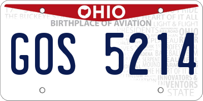 OH license plate GOS5214