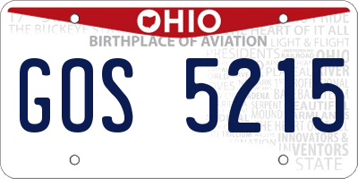 OH license plate GOS5215