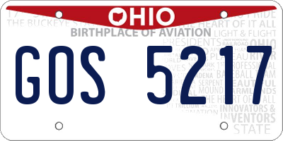 OH license plate GOS5217
