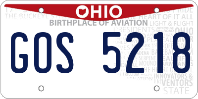 OH license plate GOS5218
