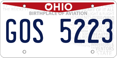 OH license plate GOS5223
