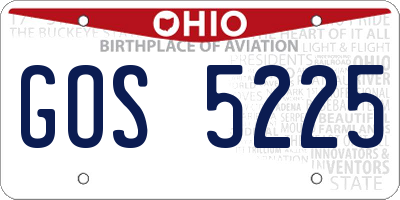 OH license plate GOS5225