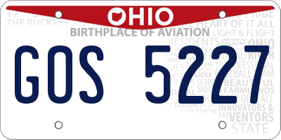 OH license plate GOS5227