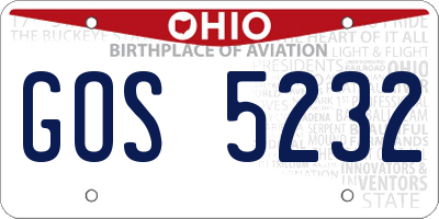 OH license plate GOS5232