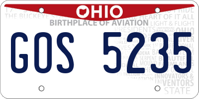 OH license plate GOS5235