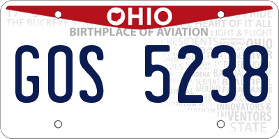 OH license plate GOS5238