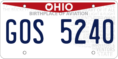 OH license plate GOS5240