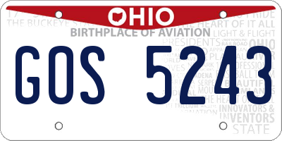 OH license plate GOS5243