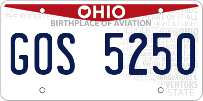 OH license plate GOS5250