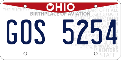 OH license plate GOS5254