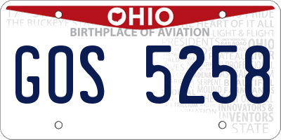 OH license plate GOS5258