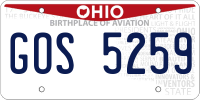 OH license plate GOS5259