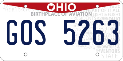 OH license plate GOS5263
